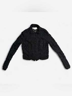Rare Vintage Hunza Black Mesh Beaded Embroidered Top 80s/90s